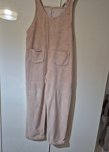 Bej Nakışlı Kadın Keten Uzun Tulum - Görsel 5