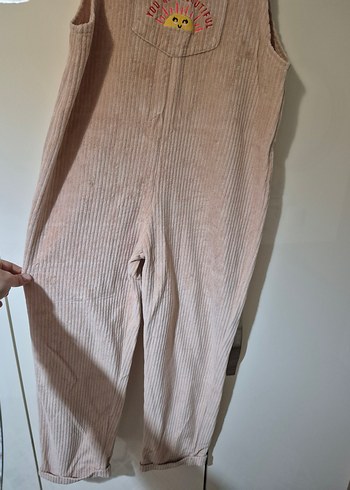 Bej Nakışlı Kadın Keten Uzun Tulum - Görsel 2