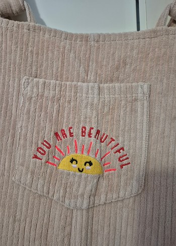 Bej Nakışlı Kadın Keten Uzun Tulum - Görsel 3