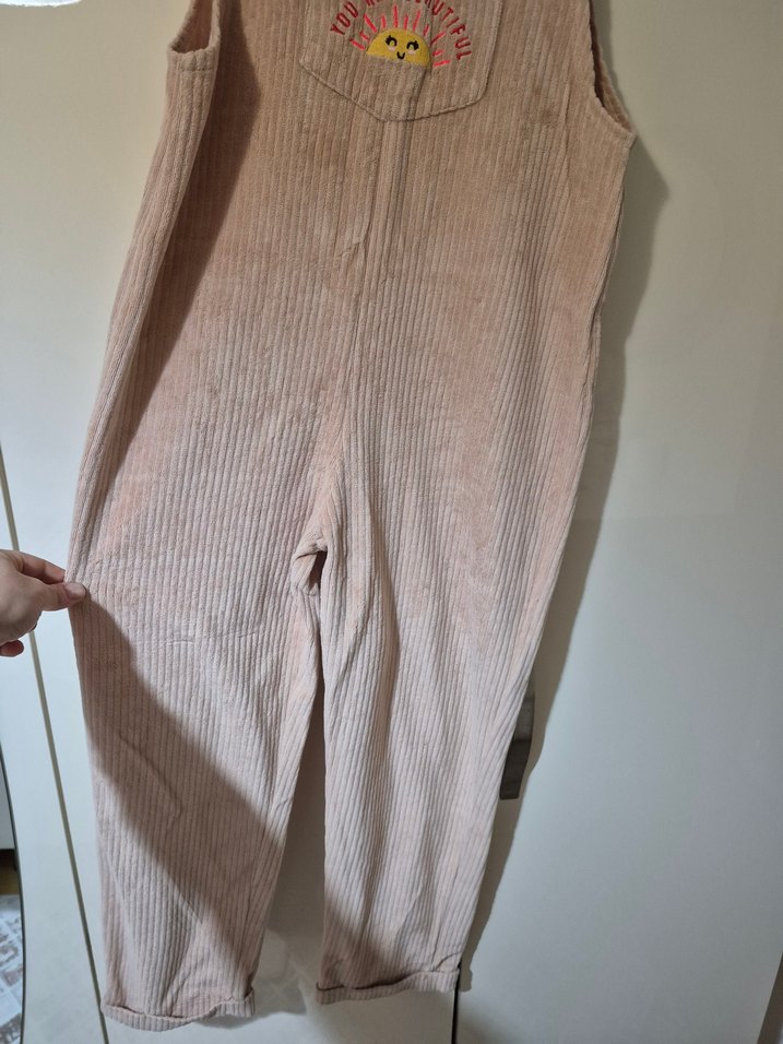 Bej Nakışlı Kadın Keten Uzun Tulum - Görsel 2