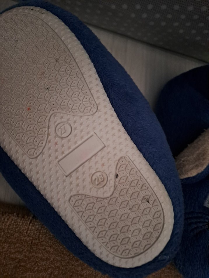 Kız Çocuk Mavi Kürklü Nakışlı Ev Terliği - Görsel 3