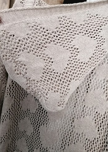 Kadın Bej Uzun Örgü Hırka - Görsel 8