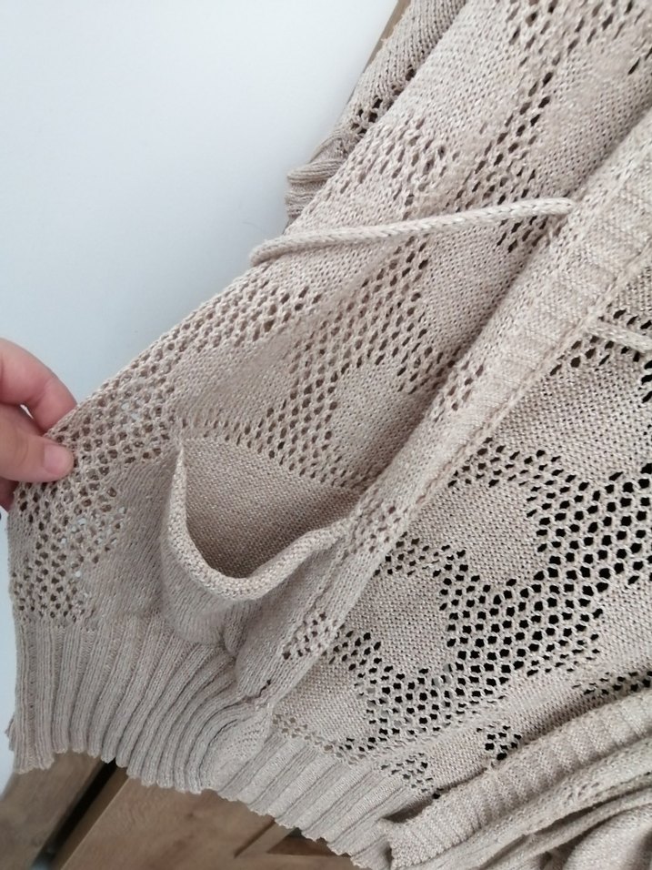 Kadın Bej Uzun Örgü Hırka - Görsel 2