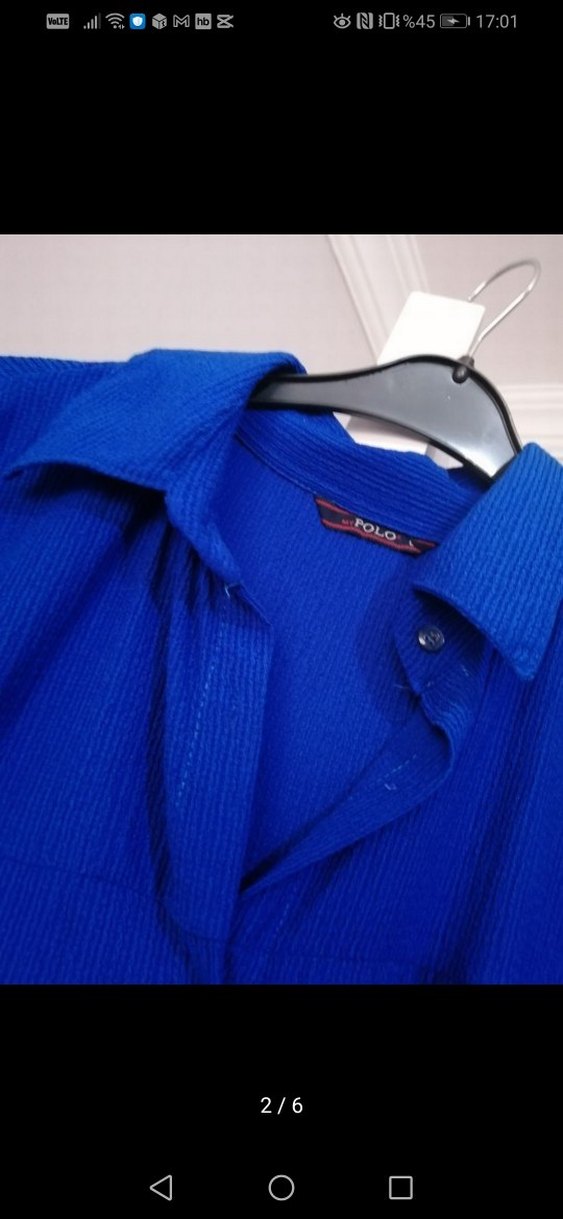 Mavi Uzun Kollu Salaş Gömlek, pantolon. İkili takım - Görsel 2