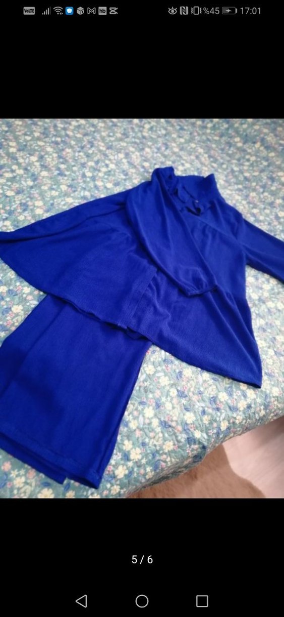 Mavi Uzun Kollu Salaş Gömlek, pantolon. İkili takım - Görsel 5