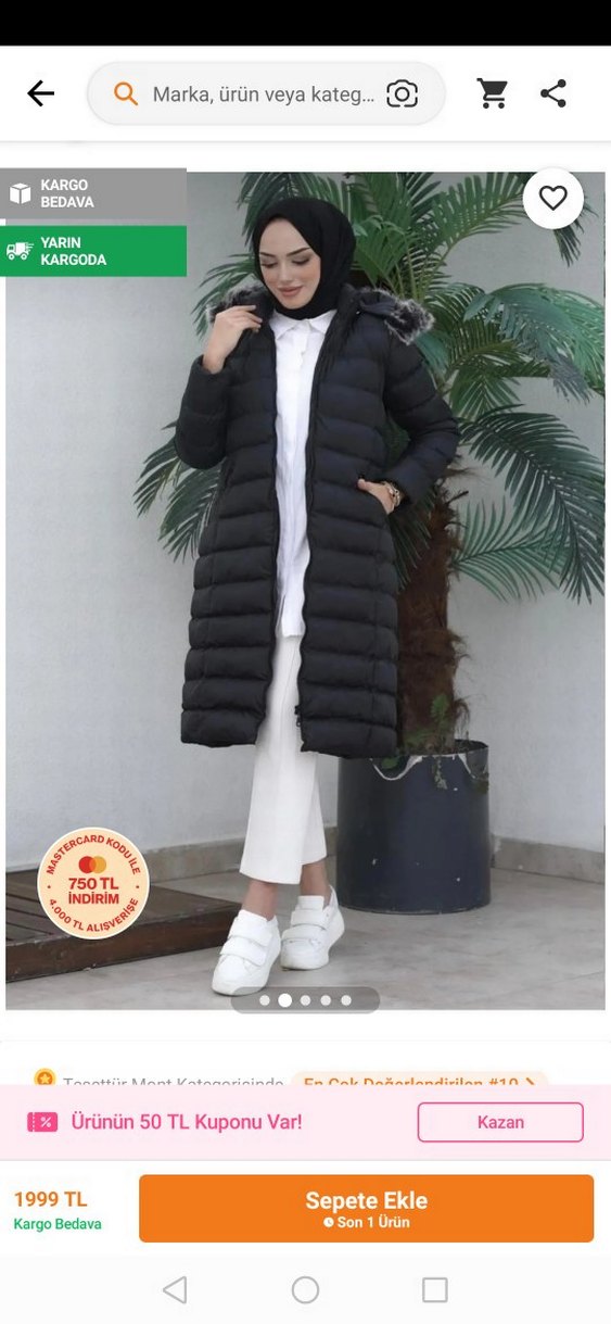 Siyah Uzun Kadın Kışlık Mont ve yelek. Kürklü Kapüşonlu - Görsel 2