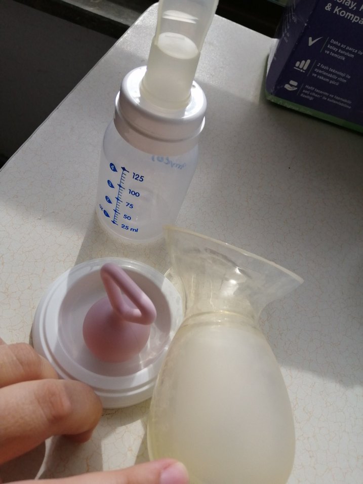 Beyaz Pastel Göğüs Pompası ve kaşık biberon - Görsel 2