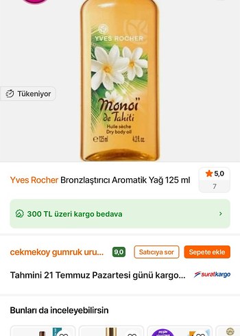 Yves Rocher Bronzlaştırıcı Aromatik Yağ 125 ml