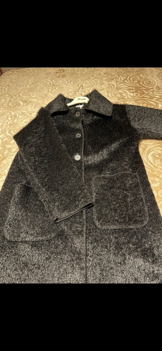 Kürk Detaylı Siyah Uzun Kadın Kaban - Görsel 4