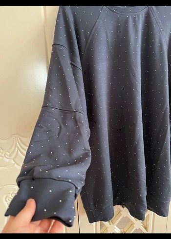 Gri Kadın Triko Sweatshirt - Görsel 2