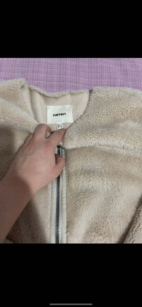 Bej Kadın Midi Peluş Kaban - Görsel 3