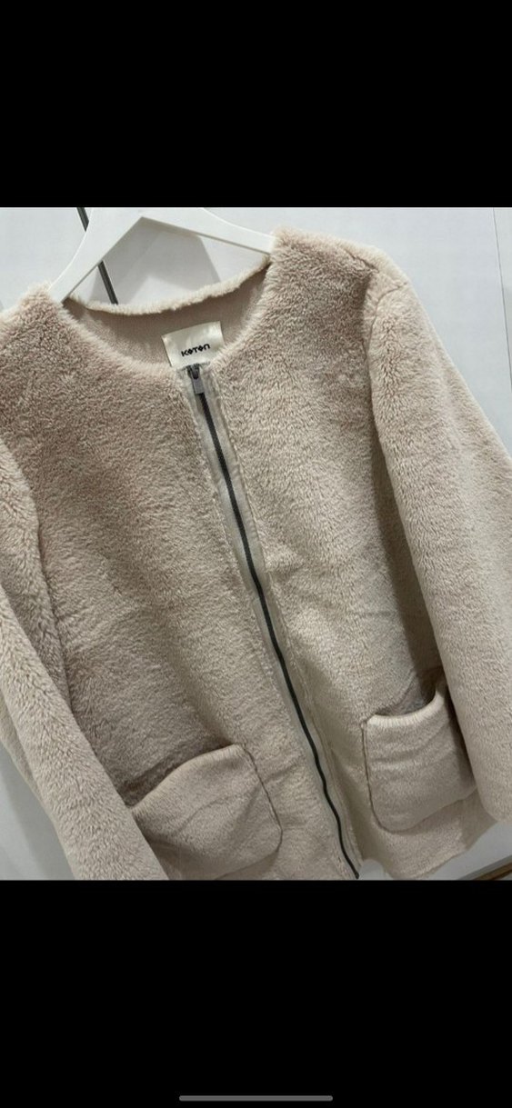 Bej Kadın Midi Peluş Kaban - Görsel 2