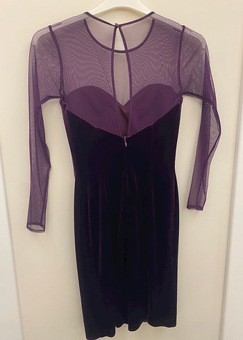 Mor Gotik Uzun Kollu V Yakalı Kadın Elbise