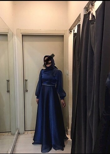 Uzun Lacivert Gotik Abiye Elbise
