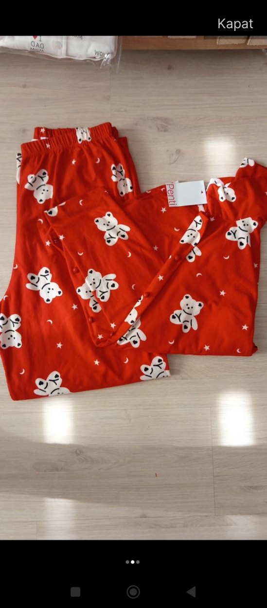 Kırmızı Ayıcıklı Uzun Kollu Kadın Pijama Takımı - Görsel 2