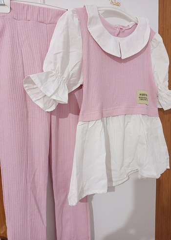 Kız Çocuk Pembe Pamuklu Tayt - Görsel 4