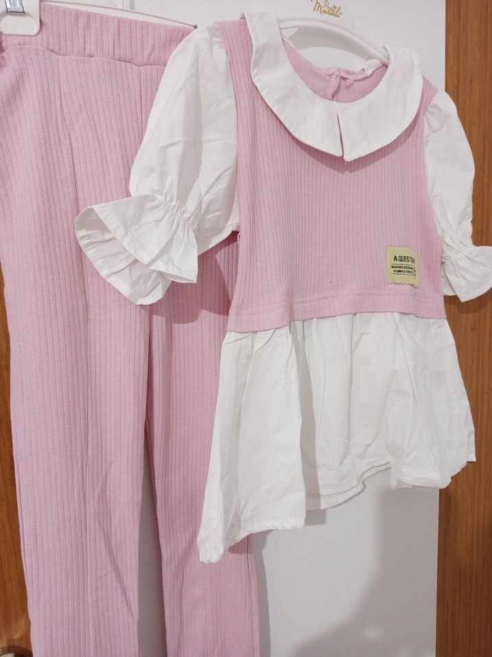 Kız Çocuk Pembe Pamuklu Tayt - Görsel 4