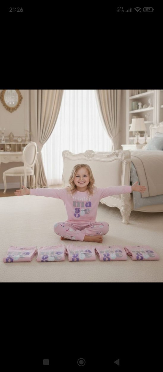 Rolypoly Kız Çocuk Pembe Pijama Takımı - Görsel 4