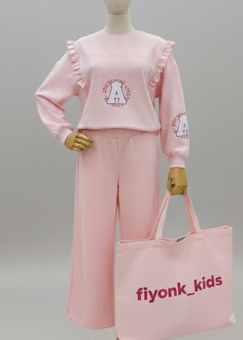 Pembe Kız Çocuk Sweatshirt ve Pantolon Takımı - Görsel 2