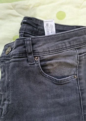 m Beden gri Renk Gri Tie-Dye Desenli Kadın Denim Pantolon