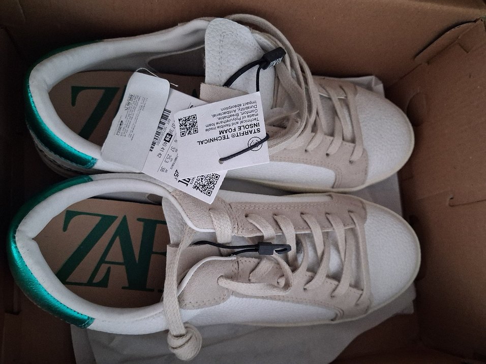 zara beyaz Düz Tabanlı Kadın Spor Ayakkabı - Görsel 2