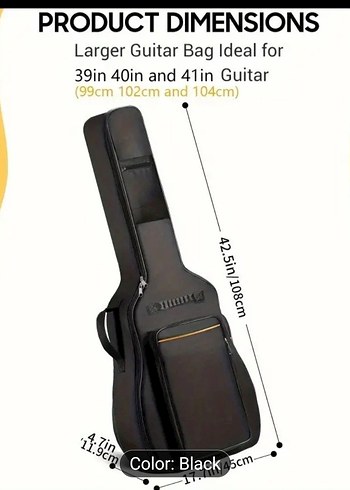 Siyah Gitar Taşıma Kılıfı - Görsel 3