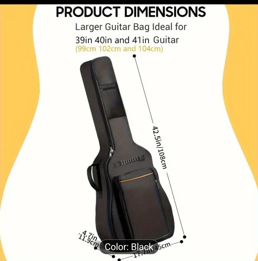 Siyah Gitar Taşıma Kılıfı - Görsel 3