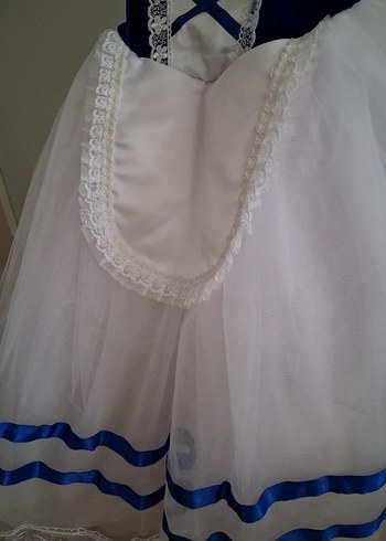 Mavi Beyaz Nakışlı Kız Çocuk Kostümü - Görsel 3