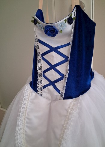 Mavi Beyaz Nakışlı Kız Çocuk Kostümü - Görsel 2