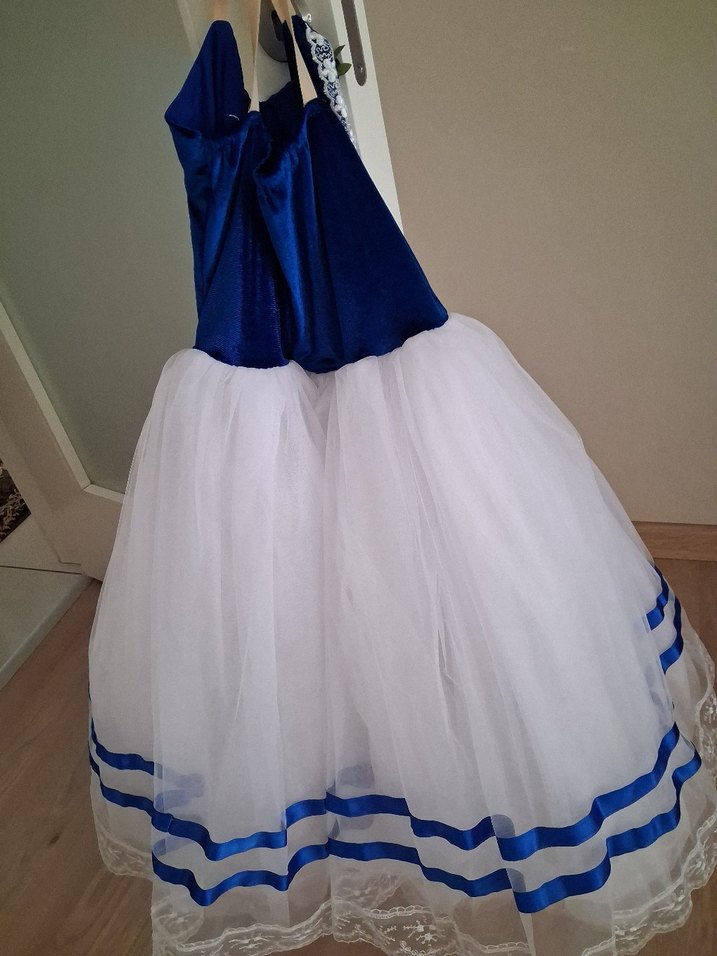 Mavi Beyaz Nakışlı Kız Çocuk Kostümü - Görsel 4