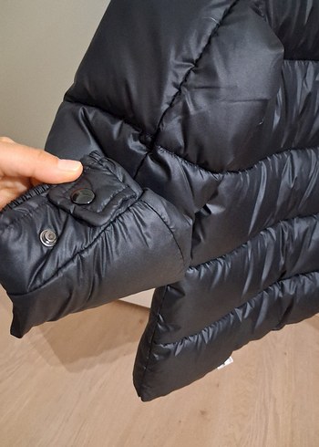 Düğmeli Siyah Kadın Kısa Kışlık Mont - Görsel 7