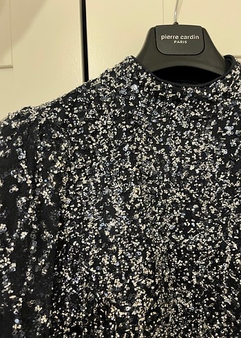 Uzun Lacivert  Desenli Kadın Abiye Elbise - Görsel 6