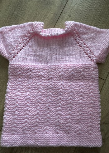 Kız Çocuk bebek Pembe Kısa Kollu Örgü Hırka - Görsel 4