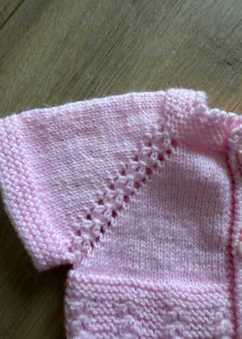 Kız Çocuk bebek Pembe Kısa Kollu Örgü Hırka - Görsel 3