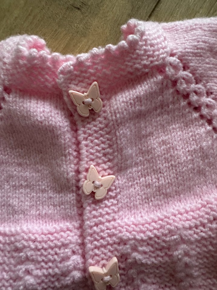 Kız Çocuk bebek Pembe Kısa Kollu Örgü Hırka - Görsel 2