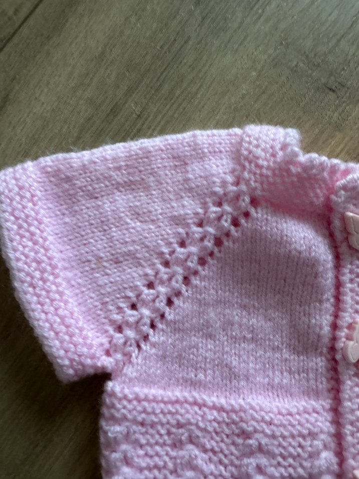 Kız Çocuk bebek Pembe Kısa Kollu Örgü Hırka - Görsel 3