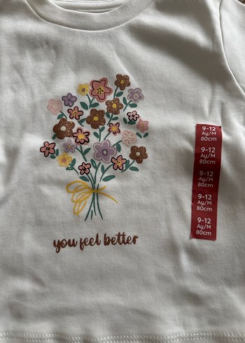 Çiçek Baskılı Beyaz Uzun Kollu Kız bebek Tişörtü - Görsel 2