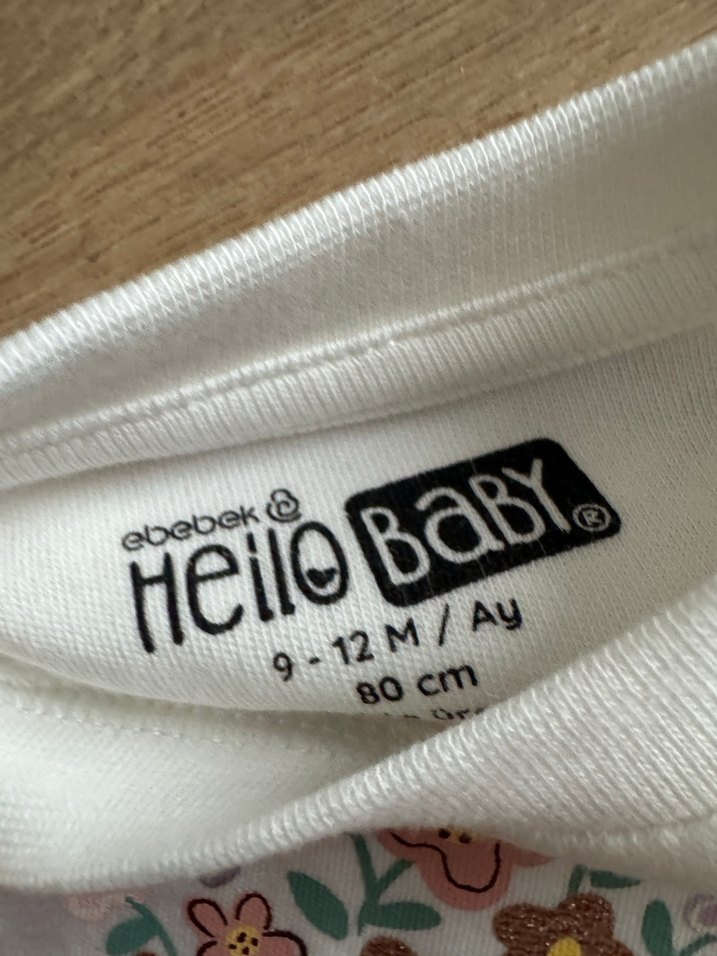 Çiçek Baskılı Beyaz Uzun Kollu Kız bebek Tişörtü - Görsel 3