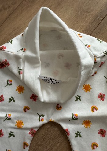 Beyaz Çiçek Desenli Düğmeli Kız bebek Tayt - Görsel 4