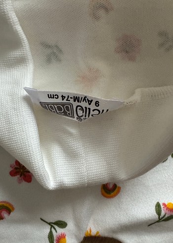 Beyaz Çiçek Desenli Düğmeli Kız bebek Tayt - Görsel 2