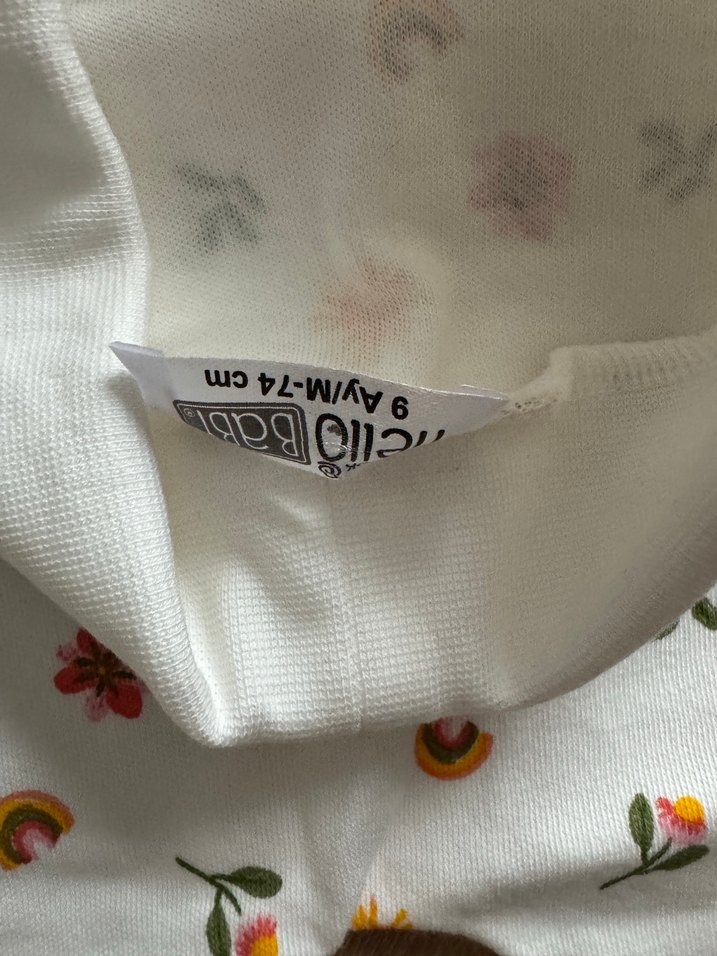 Beyaz Çiçek Desenli Düğmeli Kız bebek Tayt - Görsel 2