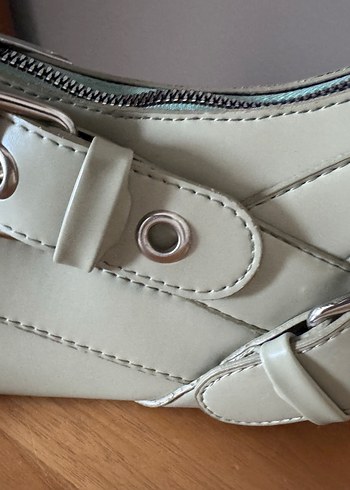 Bej Deri Tokalı Kadın Omuz Çantası - Görsel 3