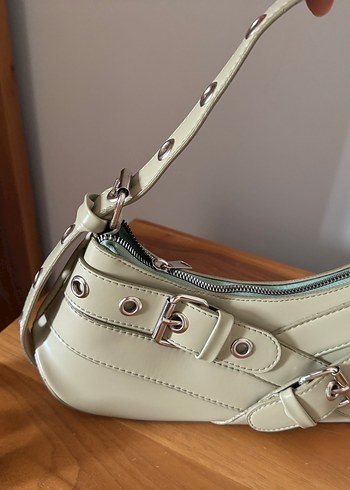 Bej Deri Tokalı Kadın Omuz Çantası - Görsel 2