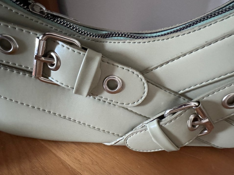 Bej Deri Tokalı Kadın Omuz Çantası - Görsel 3