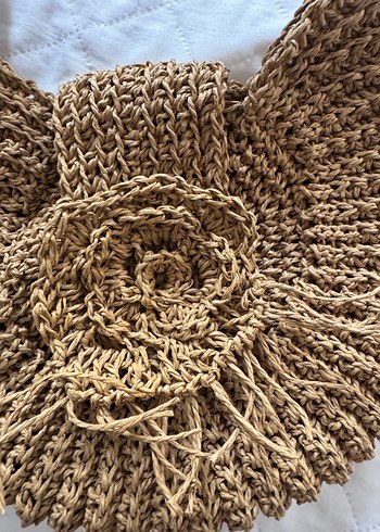 Bej Örgü Bohem Plaj Çantası - Görsel 3