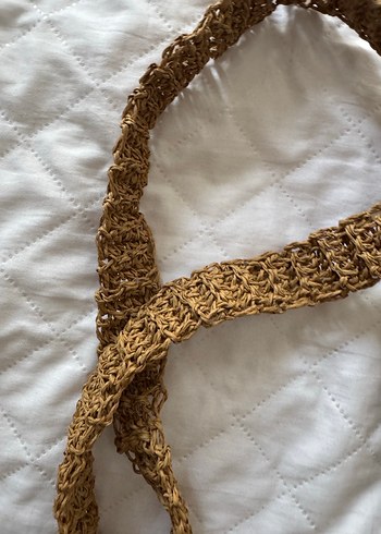 Bej Örgü Bohem Plaj Çantası - Görsel 4