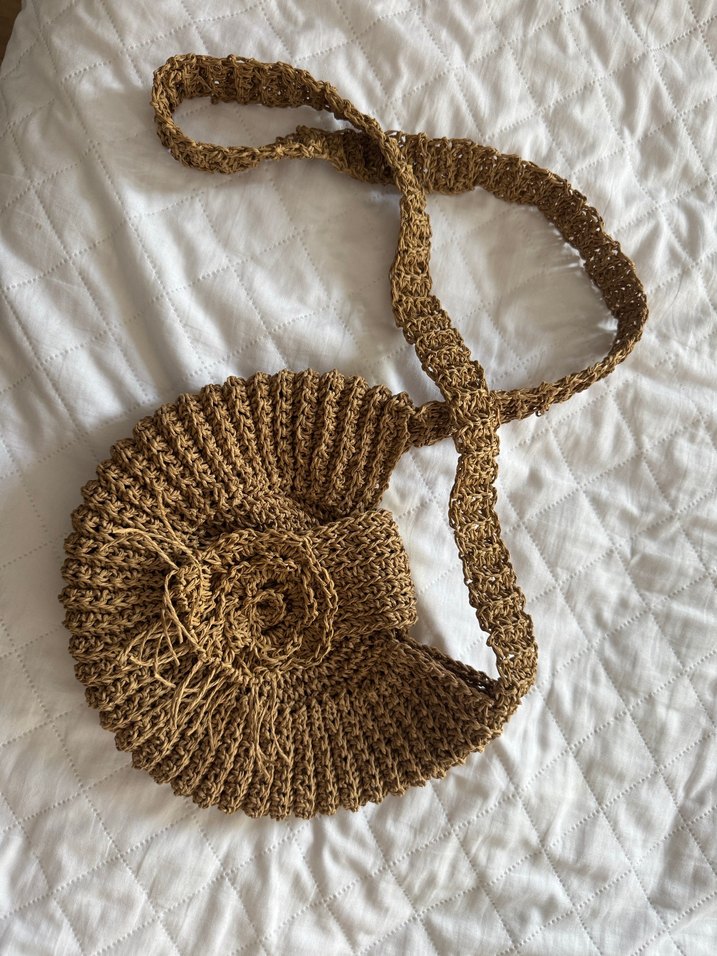 Bej Örgü Bohem Plaj Çantası - Görsel 2