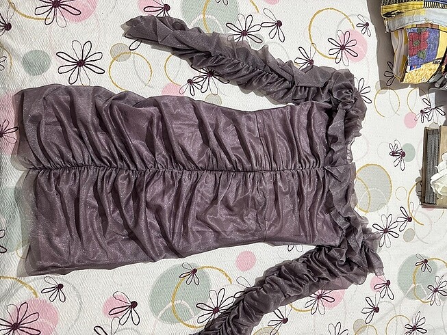 Gül kurusu simli mini elbise - Görsel 5