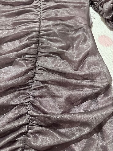 Gül kurusu simli mini elbise - Görsel 6