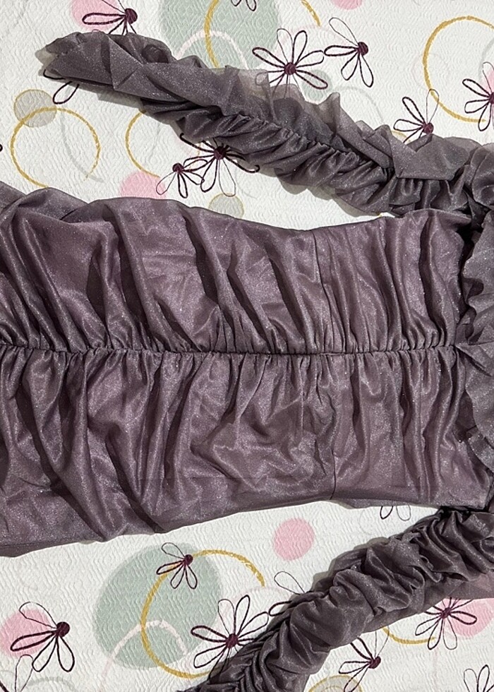 Gül kurusu simli mini elbise - Görsel 5